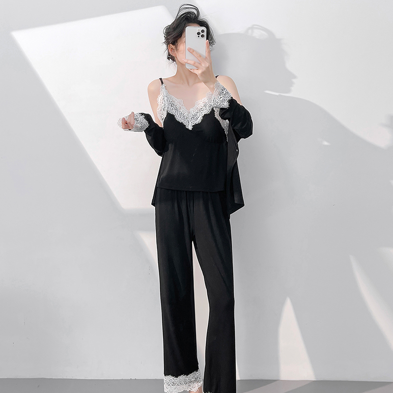 性感法式睡衣女三件套