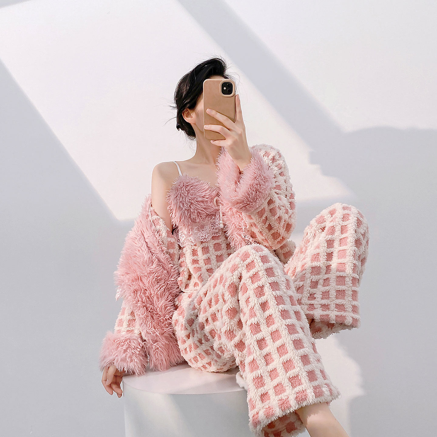 小香风睡衣女新款三件套