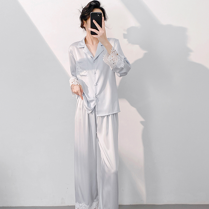 轻奢冰雪丝睡衣女夏两件套