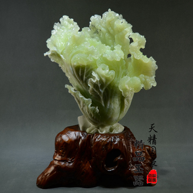 玉石摆件客厅天然岫玉摆件原石玉雕摆件办公室镇宅乔迁礼品白菜