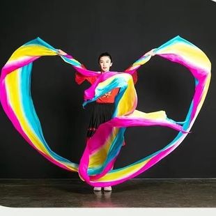 舞蹈长绸彩带彩绸李玉刚飞天舞真丝带丝巾健身绸带贵妃醉酒水袖 舞