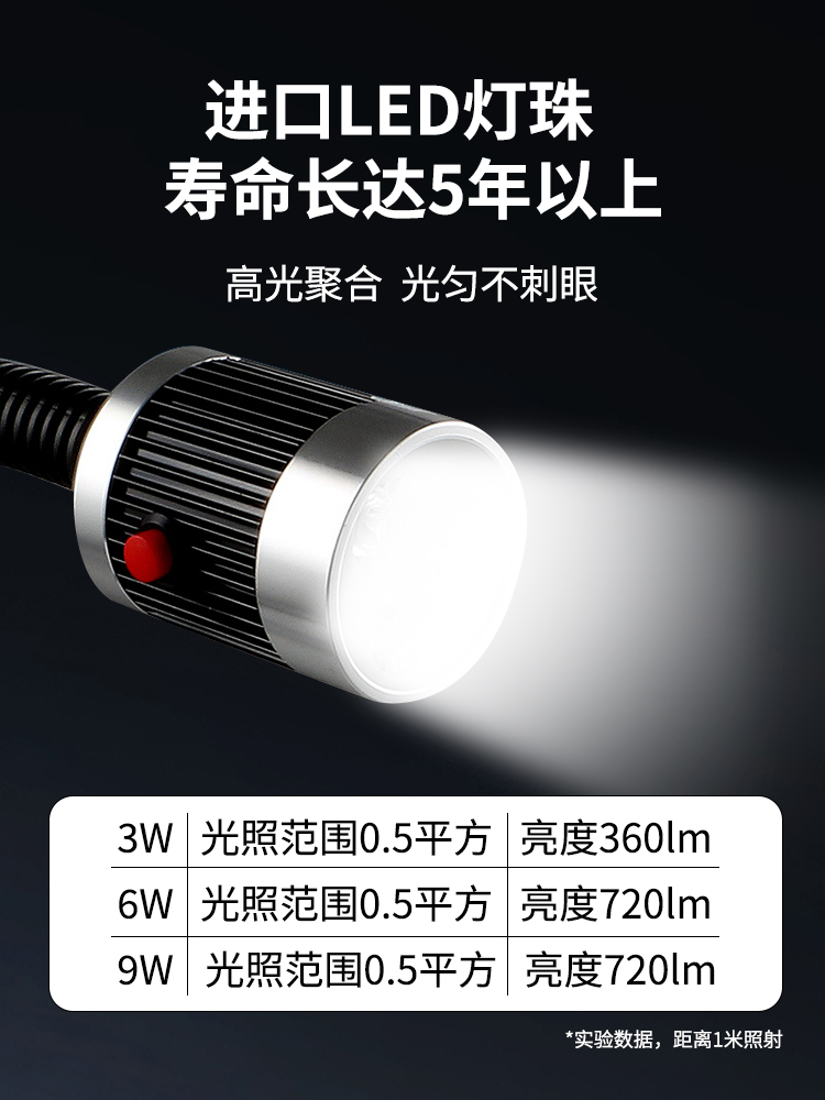 车床家臂LED机床工作灯长九灯固V22024v9铣强磁铁万向冲台灯工业w-封面