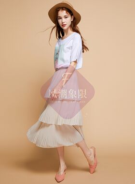 cache褶皱森系过膝长款仙女裙