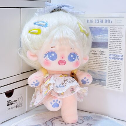 20cm棉花娃娃炸毛裸娃毛绒玩具人形公仔娃衣可换装玩偶送女生礼物