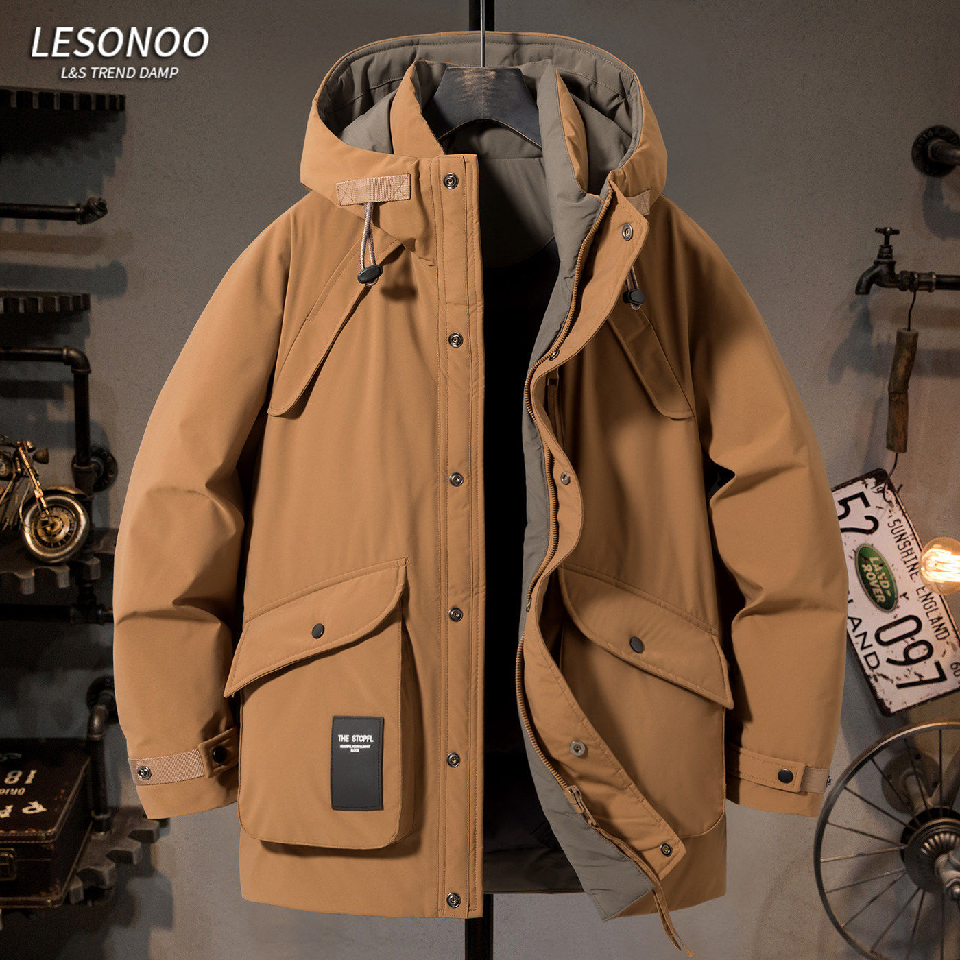 中长款宽松潮流羽绒服男冬季时尚多口袋连帽保暖外套2025新款男装,男装,羽绒服,淘宝优惠券,粉丝福利购,淘宝优惠卷