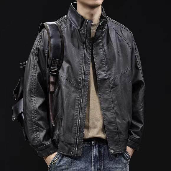 高级感机车皮衣外套男秋冬2025新款男士短款衣服大码美式潮牌秋季
