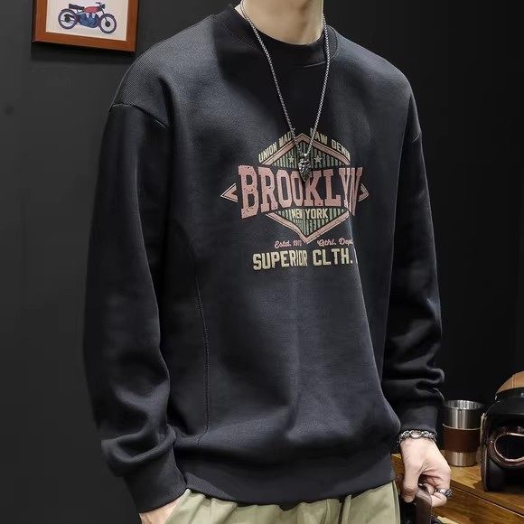 重磅圆领卫衣男春秋款男装潮牌男款大码秋季2026新款男士上衣长袖