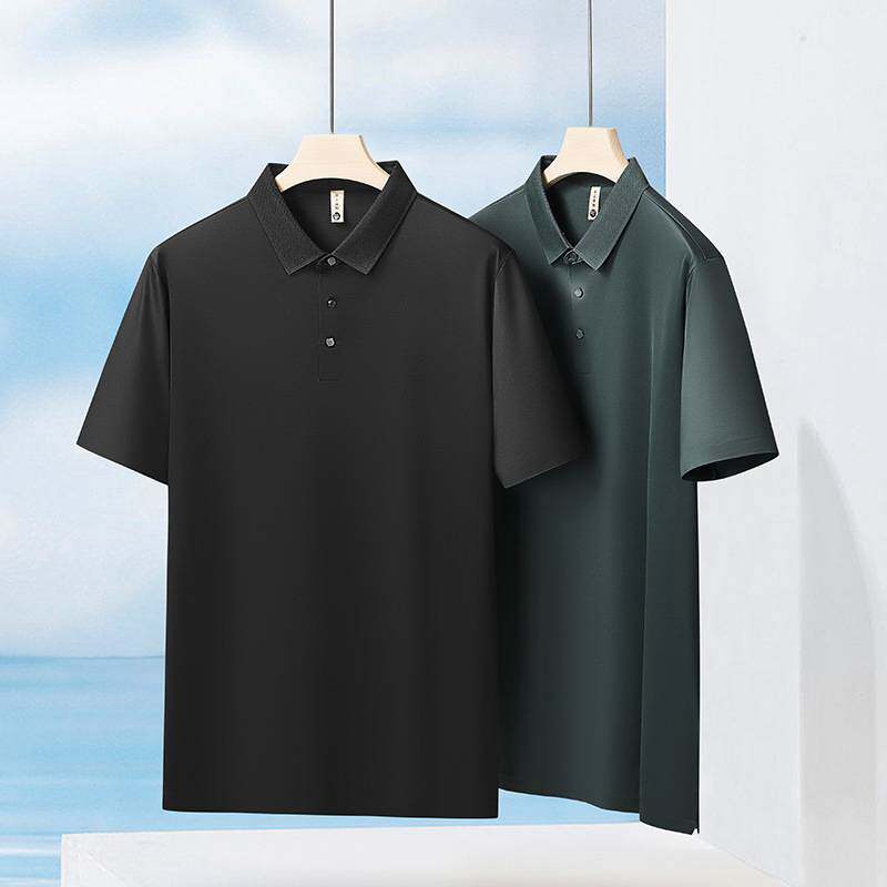 官方品牌2026年夏季新款男士加肥加大码商务休闲翻领无痕短袖T恤