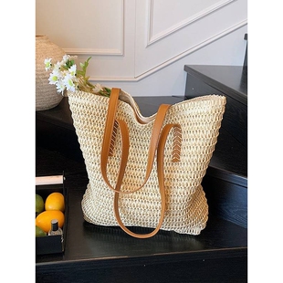 官方品牌度假风编织包包女2026新款大容量文艺百搭肩手提休闲海边