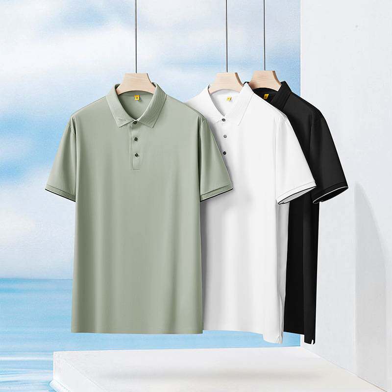 官方品牌2026年夏季新款男士加肥加大码商务休闲翻领无痕短袖T恤