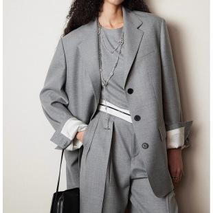 西装 都市雅痞敲细羊毛直筒裤 外套纯色女 新款 现货厂家批发
