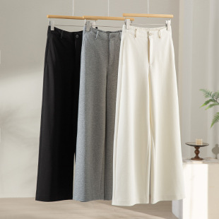 女百搭直筒休闲裤 女裤 女款 新款 2026春季 棉质显瘦松紧腰宽松阔腿裤