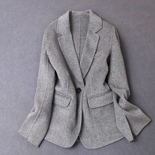 外套女短款 2023秋冬新款 网红双面羊绒小西装 韩版 毛呢外套 流行修身