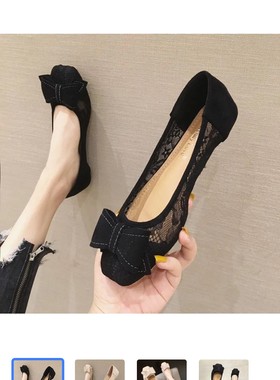 蕾丝单鞋工作鞋工作鞋单鞋蝴蝶结