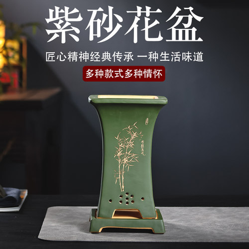 宜兴紫砂花盆兰花盆段泥手工制作