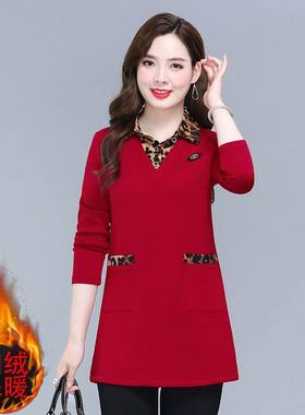 女士时尚减龄加绒衬衫领卫衣裙衫