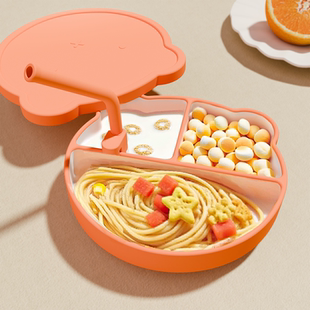 自主进食吃饭硅胶碗儿童辅食餐具 贝多喜宝宝餐盘分格盘婴儿吸盘式