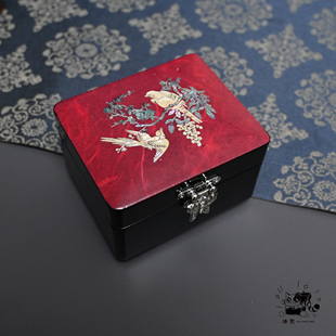 【复古扬州漆器首饰盒】 黄金文玩首饰盒 贝壳螺钿国风新中式首饰