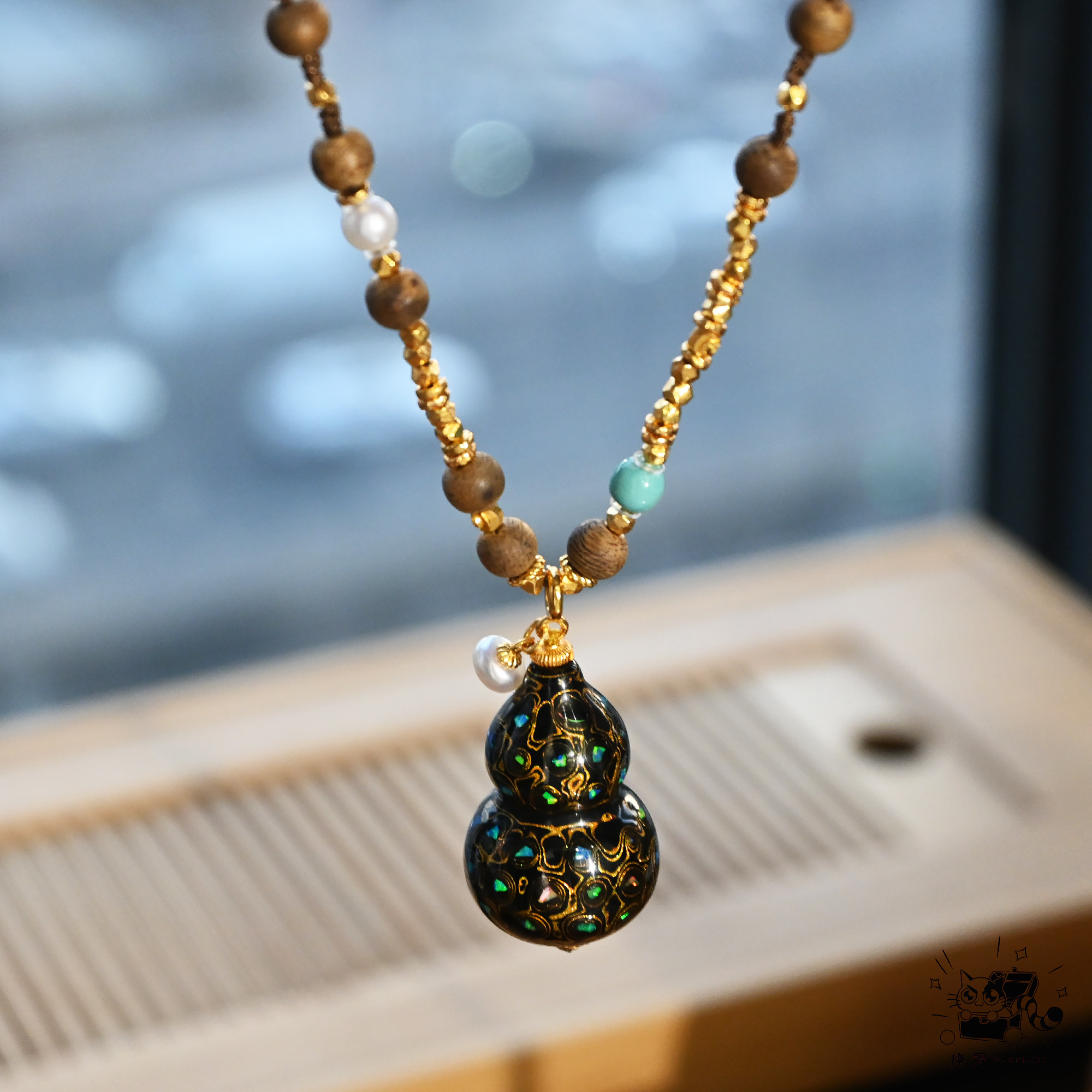 新中式项链 非遗螺钿大漆葫芦编绳沉香项链毛衣链 唐宋美学,特色手工艺,漆器,淘宝优惠券,粉丝福利购,淘宝优惠卷