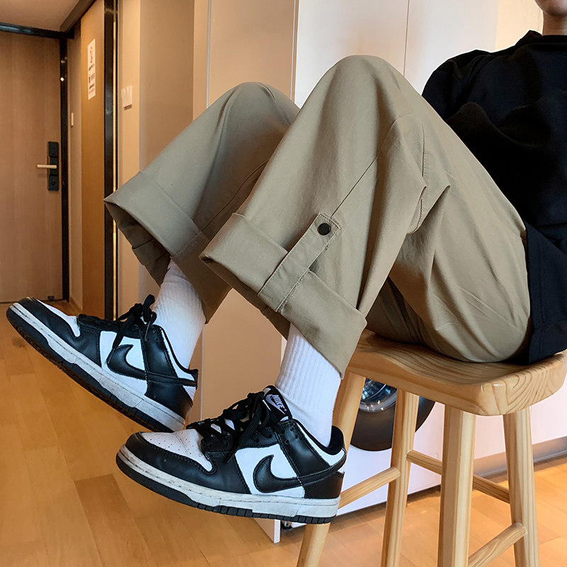 现货秋冬直筒宽松工装裤男港风纯色休闲裤中性-8811-P55_控68，男装休闲裤，星座1102-1