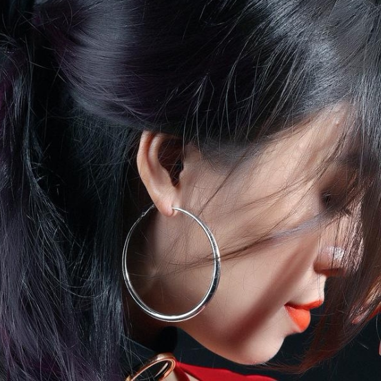 欧美夸张另类名媛森系金银色耳环女个性时尚光面大号圆圈耳饰礼物