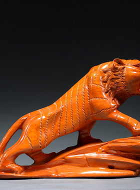 花梨木老虎摆件木雕客厅桌面客厅玄关过年装饰品红木年会定制礼品