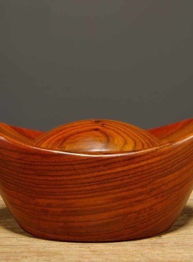 花梨木雕金元宝摆件木质元宝家居客厅玄关饰品摆设店铺开业送礼品