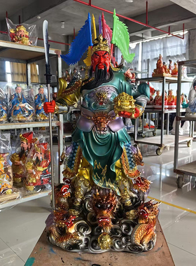 树脂关公关羽武财神二爷提刀摆件