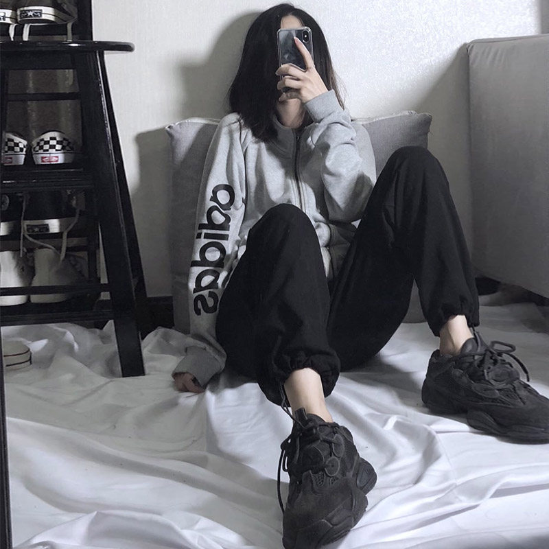 夏季运动裤女宽松直筒薄款灯笼束脚裤显瘦百搭阔腿休闲女裤ins潮