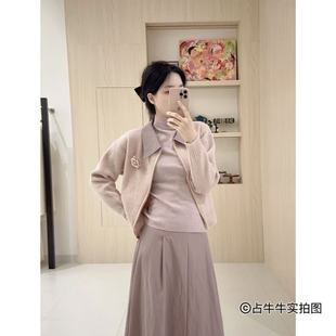 蛋白皮裙套装 粉紫色针织衫 低饱和度 占牛牛I.NUNIU