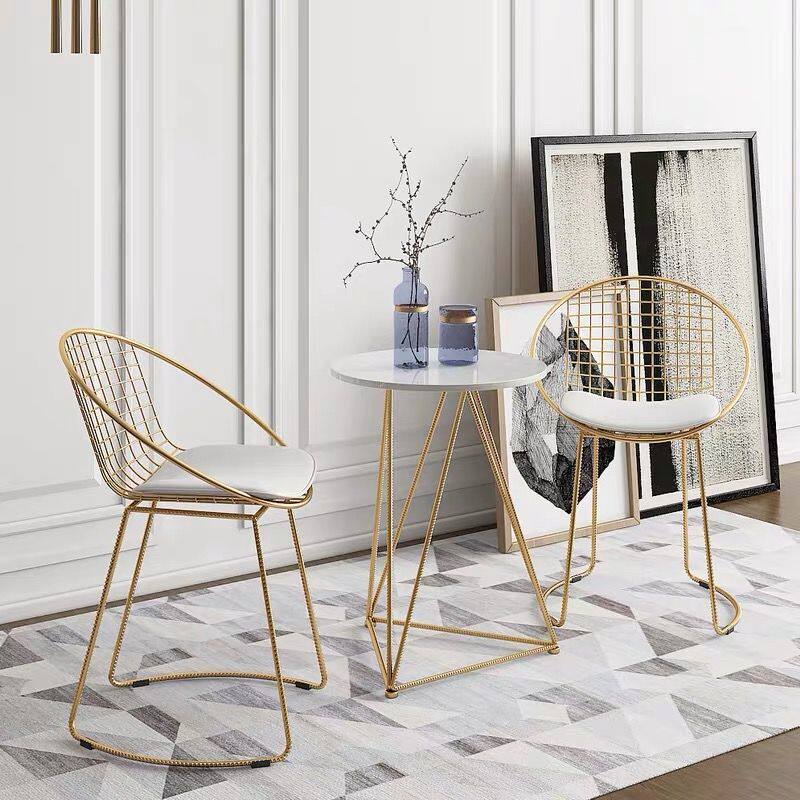 北欧轻奢铁艺茶几阳台极简休闲桌椅奶茶店甜品咖啡店网红桌椅组合