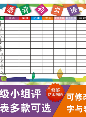 小学生班级小组积分评比栏