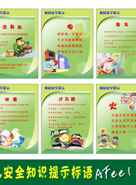 幼儿园卡通安全知识班级布置校园文化预防安全教育墙贴挂图Y101