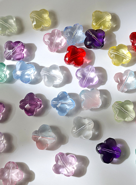 50颗10x13mm琉璃四叶草水晶幸运草散珠子diy手工制作手串项链材料