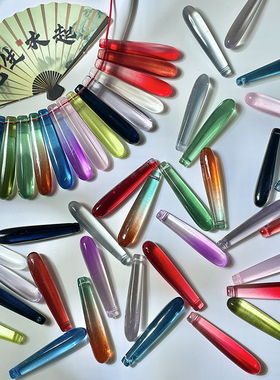 20颗6x35mm古风琉璃长水滴吊坠手工diy流苏饰品发簪耳饰配件材料