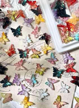 20颗12x14mm琉璃羽蝶立体中孔蝴蝶diy手工串珠古风发簪制作材料