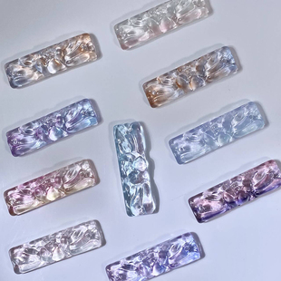 9x30mm琉璃莲花牌单面雕刻花牌diy手工制作手串手链古风发簪材料