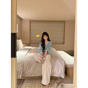 Mengling梦玲 初春来信 湖绿色V领针织衫松弛百搭清新上衣