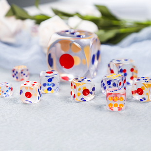 亚克力水晶透明筛子大号彩色点幼儿益智教学投子数字玩具骰盅骰子