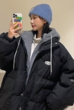 EY105冬季新款港风女ins加厚假两件羊羔毛衣服宽松外套P148，女装棉衣/棉服，电商C306-1