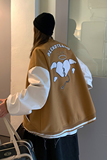 EQ97毛巾绣呢料拼皮外套秋季2024新款棒球服夹克学院风女装P110，男装夹克，电商C306-1