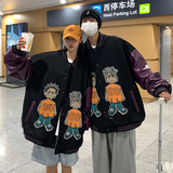 EQ82情侣装外套发泡印花呢料棒球服夹克2024新款秋装女装P118，男装夹克，电商C306-1