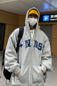 EQ89 贴布刺绣开衫卫衣男2024新款ins潮流外套学院风 P78图片