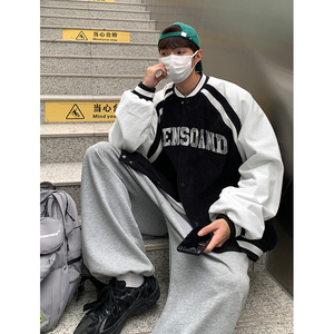 EQ83镂空绣花玉米粒拼色外套男秋装夹克2024新款棒球服学院风P93