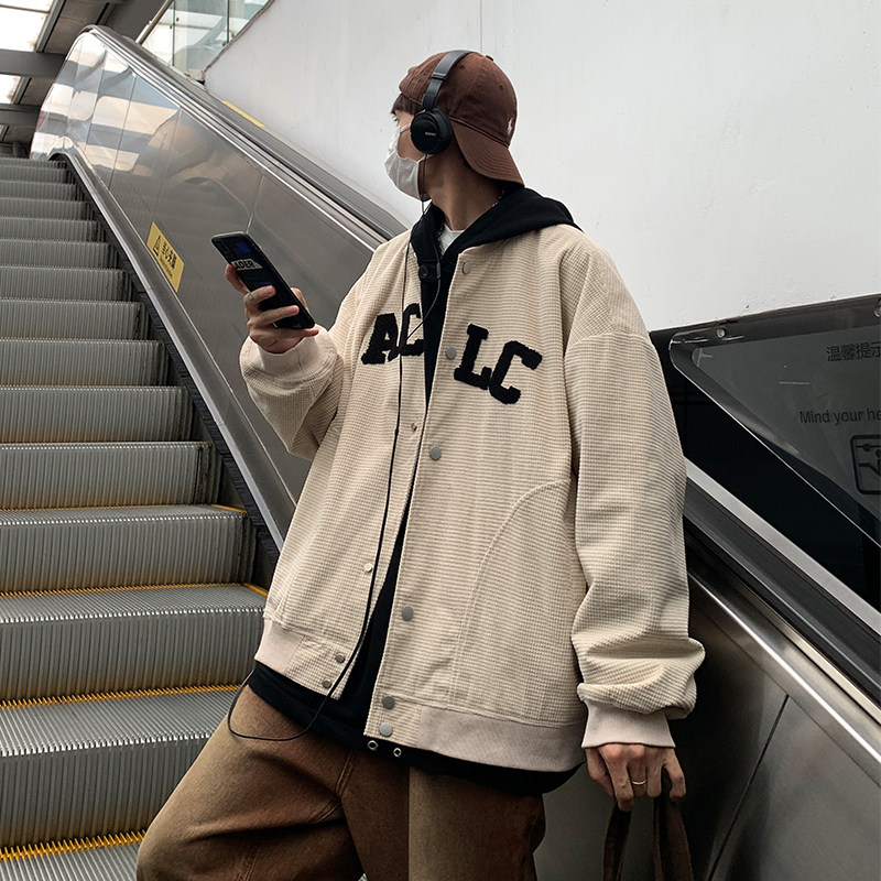 EQ81玉米粒外套男2024新款秋装毛巾绣刺绣棒球服夹克高品质P88,男装夹克,电商C306-1