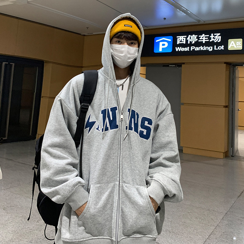 EQ89贴布刺绣开衫卫衣男2024新款ins潮流外套学院风P78，男装卫衣，电商C306-1