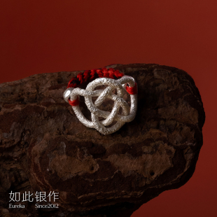 「如意」戒指原创设计纯银戒指新年情侣款男女手饰新年九眼金刚结