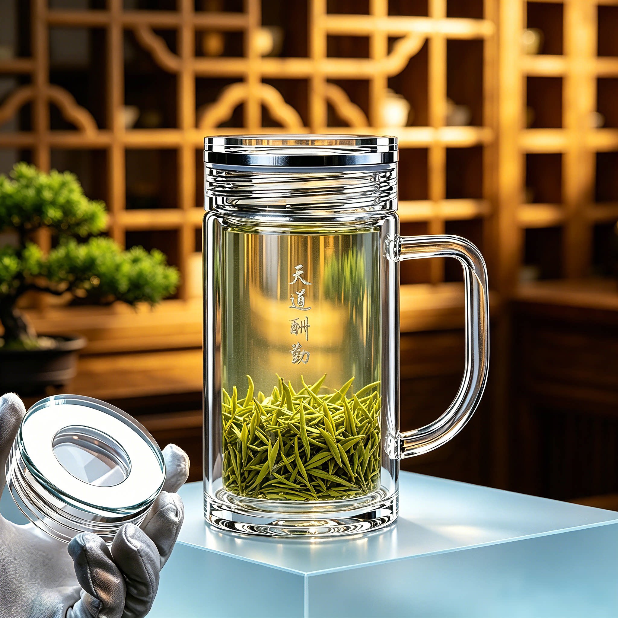 单层把手玻璃杯带手柄泡茶杯