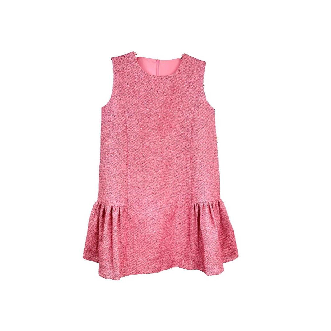 小香风重工亮片无袖连衣裙女2025年秋季新款名媛轻奢遮肉显瘦裙子