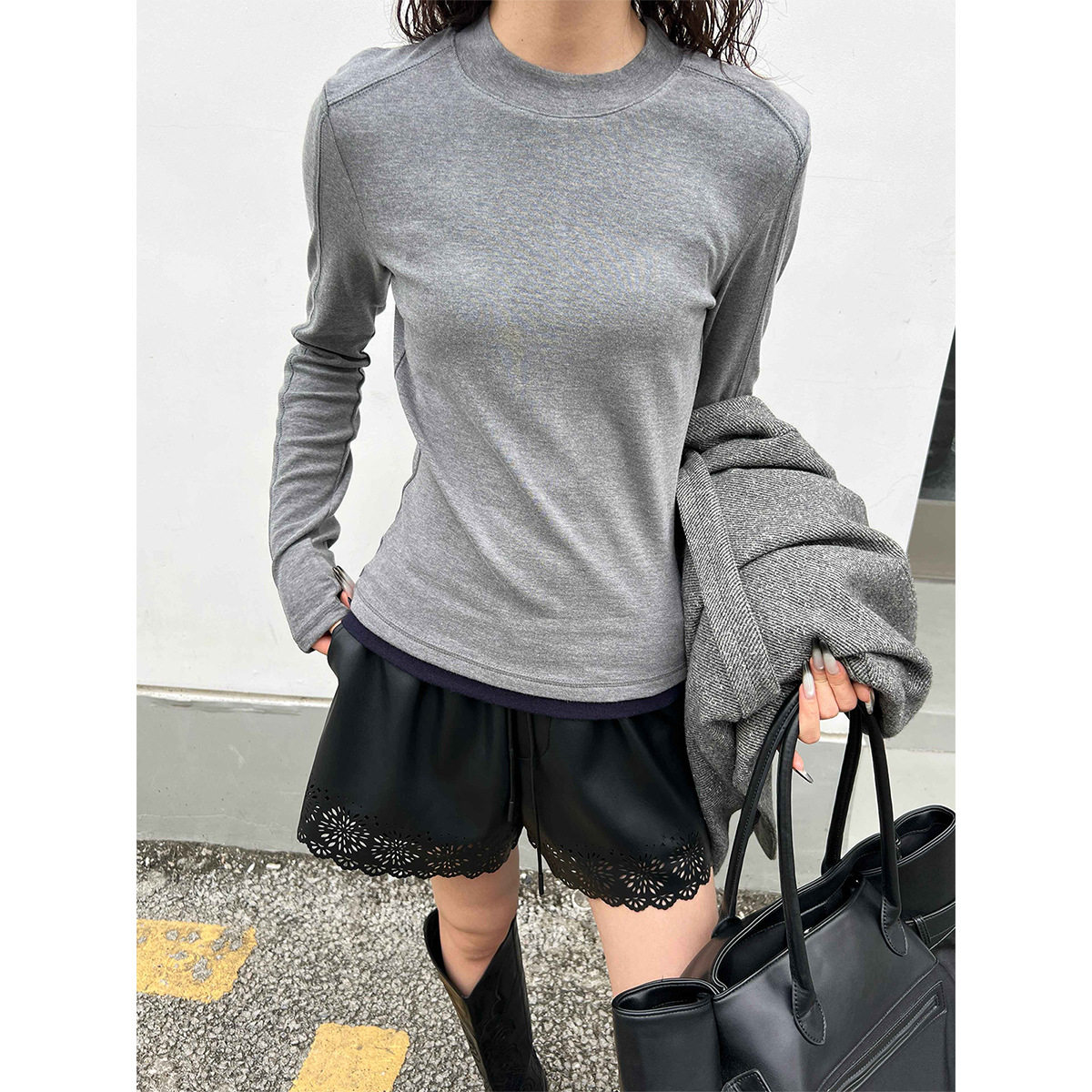 2025冬季新款休闲简约撞色半T恤